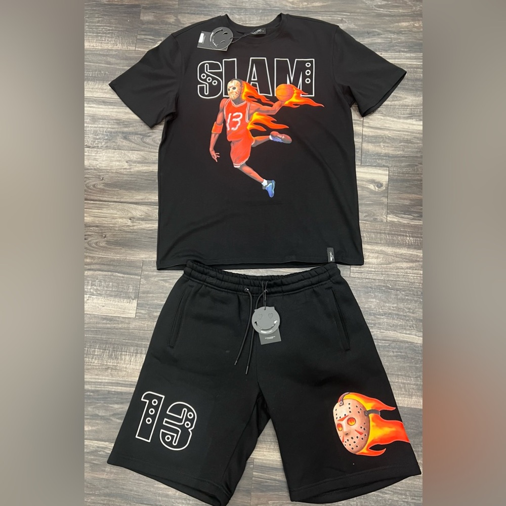 Black Athletic Shorts with Graphic Design